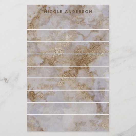 Faux Gold Marble Swirl Trendy Specialized Chic Briefpapier (Voorkant)