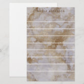 Faux Gold Marble Swirl Trendy Specialized Chic Briefpapier (Voorkant / Achterkant)