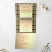 Faux Gold Mariage hiver Tri-Fold Invitation (Intérieur)