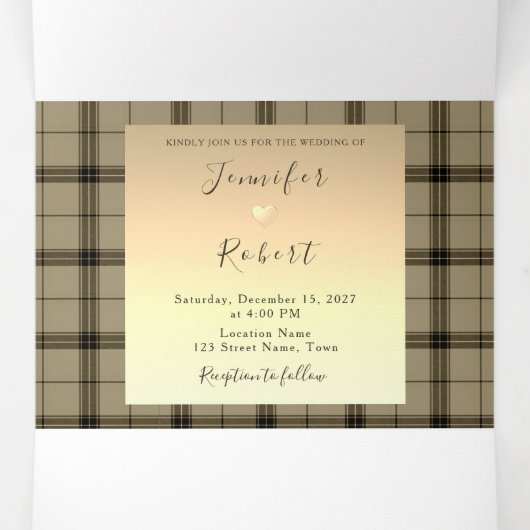 Faux Gold Mariage hiver Tri-Fold Invitation (Intérieur au milieu)