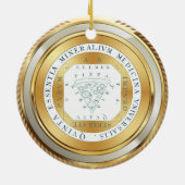 Faux Gold medal alchemy pizzawijn kerst Keramisch Ornament (Achterkant)