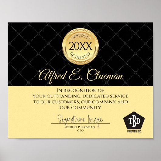 Faux gold Medewerker van het jaarcertificaat Poster (Voorkant)