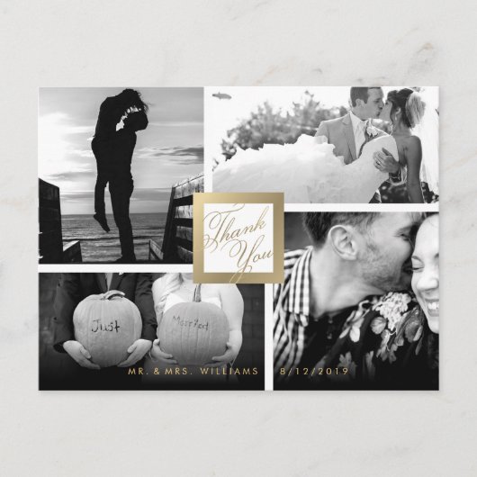 Faux Gold Merci Mariage 4 Photo Carte postale (Devant)