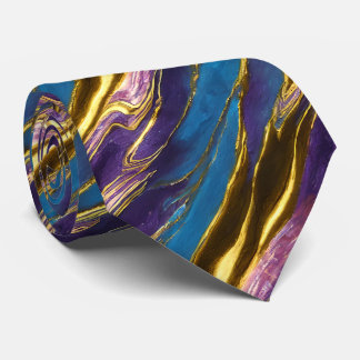 Faux Gold met Paarse en Blauwe Stropdas
