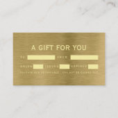 Faux Gold Metal Texture Cadeaubonnen Visitekaartje (Voorkant)