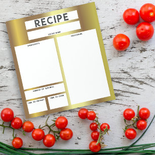 Faux Gold Metallic Blank Sheet Culinair Recipe Notitieblok