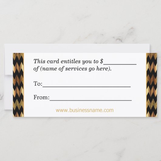 Faux Gold Metallic Chevron Gift Certificate (Achterkant)