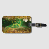 Faux Gold Metallic Folie Abstract Groene Trendy Ch Bagagelabel (Voorkant (horizontaal))