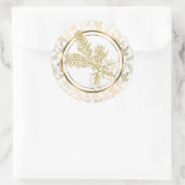 Faux Gold Metallic Mistletoe en Holly Ronde Sticker (Tas)