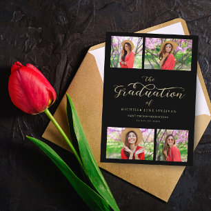 Faux Gold Minimalist Collage Afstuderen 4 Foto's