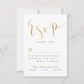 Faux Gold Modern Eenvoudig Script bruiloft RSVP (Voorkant)