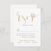 Faux Gold Modern Eenvoudig Script bruiloft RSVP (Voorkant / Achterkant)
