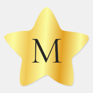 Faux Gold Modern Elegant Monogram Sjabloon Ster Sticker
