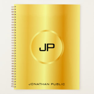 Faux Gold Modern Elegant Monogram Trendy Sjabloon Planner