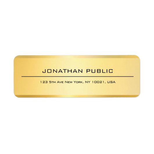 Faux Gold Modern Elegant Professional Simple Etiket (Voorkant)