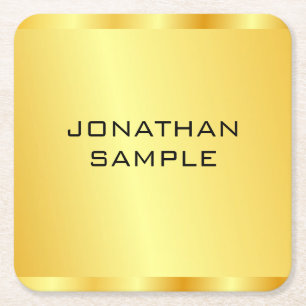 Faux Gold Modern Elegant Professional Sjabloon Vierkante Kartonnen Onderzetter