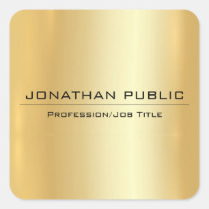 Faux Gold Modern Elegant Simple Design Sjabloon Vierkante Sticker
