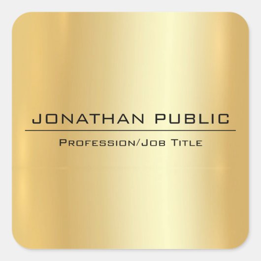 Faux Gold Modern Elegant Simple Design Sjabloon Vierkante Sticker (Voorkant)