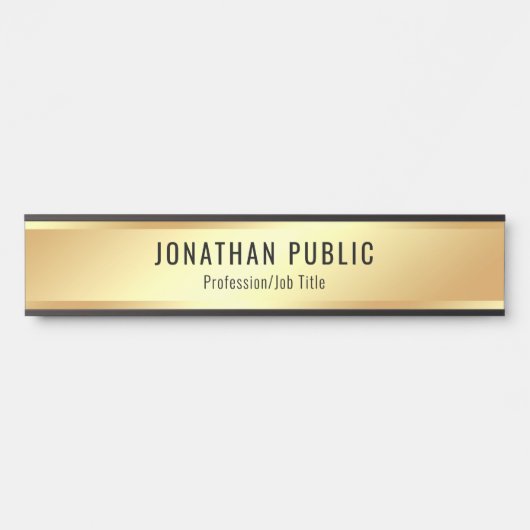 Faux Gold Modern Elegant Sjabloon Deurbordje (Voorkant)