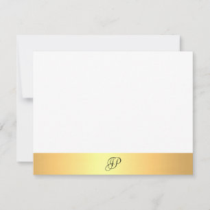 Faux Gold Modern Hand Script Monogram Naam Notitiekaartje
