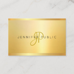 Faux Gold Modern Minimalist Monogram Professional Visitekaartje