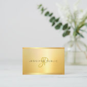 Faux Gold Modern Minimalistisch Monogram Professio Visitekaartje (Staand voorkant)