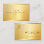 Faux Gold Modern Minimalistisch Monogram Professio Visitekaartje (Voorkant / Achterkant)