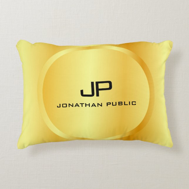 Faux Gold Modern Monogram Sjabloon Elegant Accent Kussen (Voorkant)