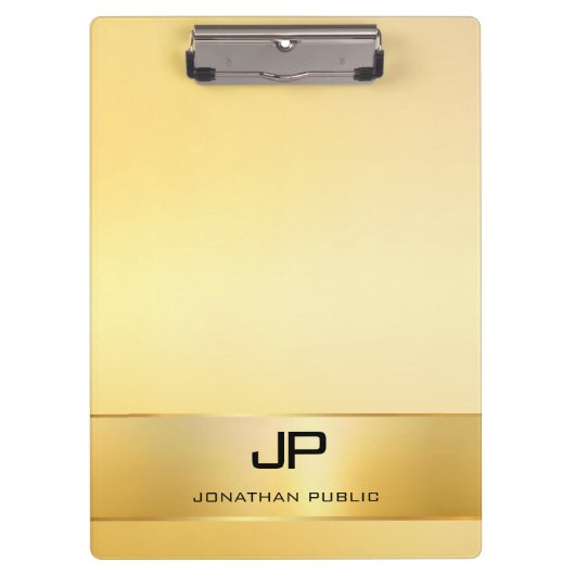 Faux Gold Modern Monogram Sjabloon Elegant Klembord (Voorkant)