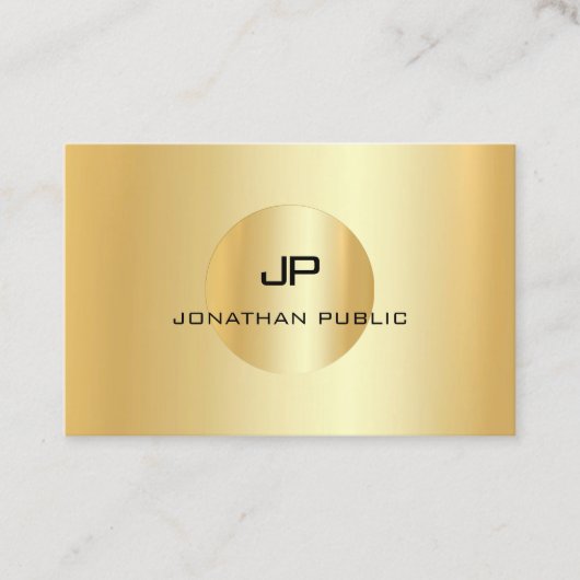 Faux Gold Modern Professional Monogram Elegant Visitekaartje (Voorkant)