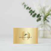 Faux Gold Modern Professional Monogram Elegant Visitekaartje (Staand voorkant)
