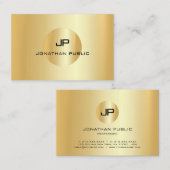 Faux Gold Modern Professional Monogram Elegant Visitekaartje (Voorkant / Achterkant)