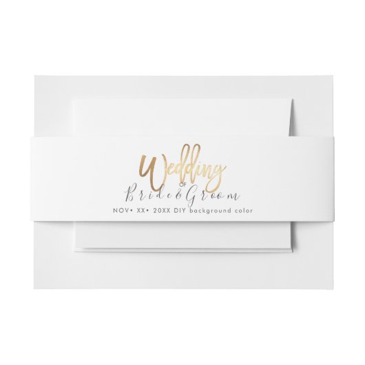 Faux Gold Modern Script Bruiloft Uitnodigingen Wikkel (Voorkant Voorbeeld)