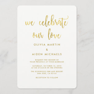 Faux Gold moderne sur Faire-part de mariage blanch