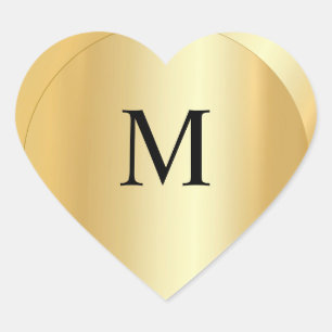 Faux Gold Monogram Custom Elegante Sjabloon Hart Sticker