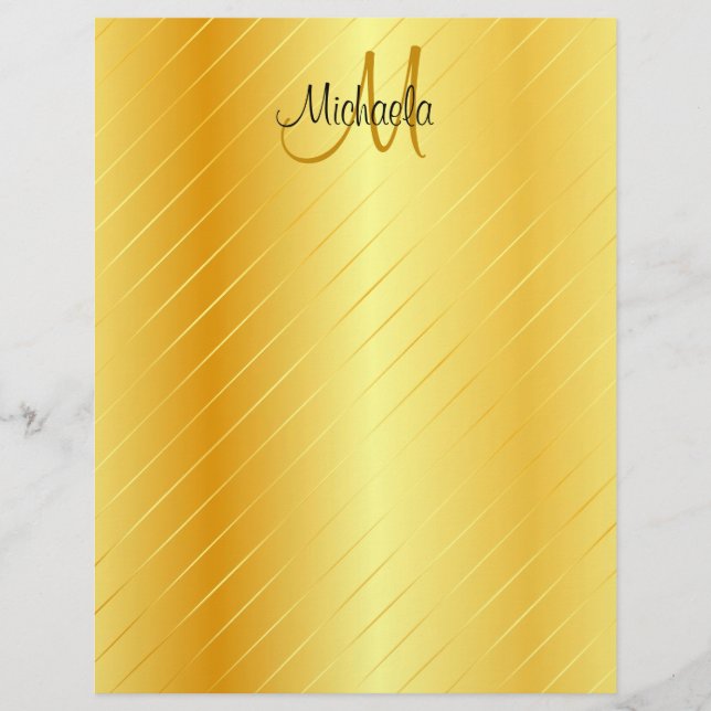 Faux Gold Monogram Elegant Moderne Sjabloon Briefhoofd (Voorkant)