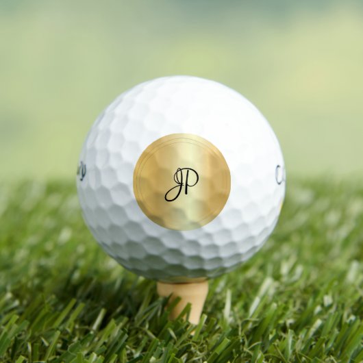 Faux Gold Monogram Elegant Name Sjabloon Golfballen (Insitu Shirt)