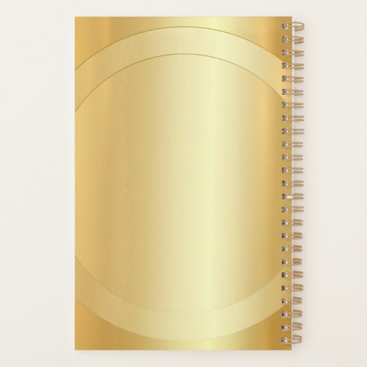 Faux Gold Monogram Glamor Persoonlijke Sjabloon Planner (Achterkant)