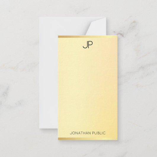 Faux Gold Monogramme Moderne minimaliste Modèle (Devant)