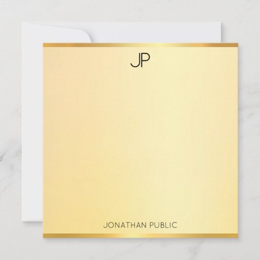 Faux Gold Monogramme Moderne Simple Élégant Modèle (Devant)