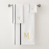 Faux Gold Monogrammed Black Racing Stripes Blanc (En situation)