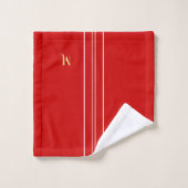 Faux Gold Monogrammed Red White Racing Stripes (Gant de toilette)