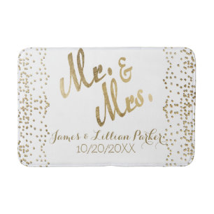 Faux Gold Mr en Mrs Monogram Wedding Badmat