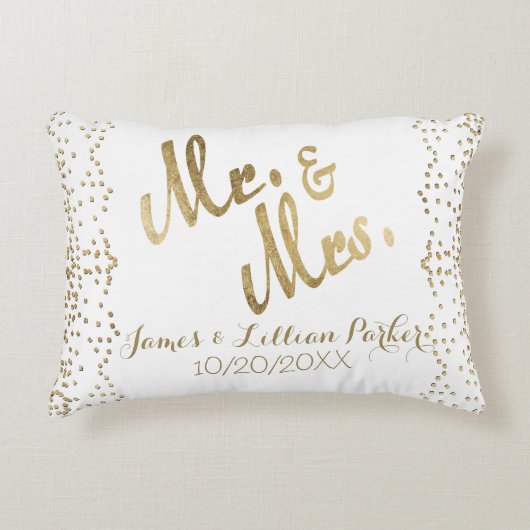 Faux Gold Mr en Mrs Monogram Wedding Decoratief Kussen (Voorkant)