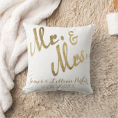 Faux Gold Mr en Mrs Monogram Wedding Kussen (Deken)