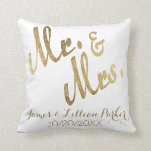 Faux Gold Mr en Mrs Monogram Wedding Kussen