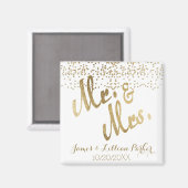 Faux Gold Mr en Mrs Monogram Wedding Magneet (Voorkant / Achterkant)