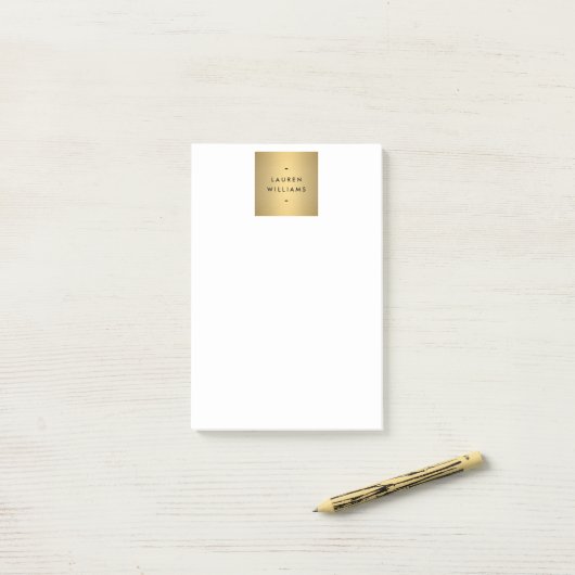 Faux Gold Naam Logo Post-it® Notes (Op bureau)