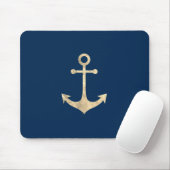 faux Gold nautical anchor on navy blue mouse pad Muismat (Met muis)