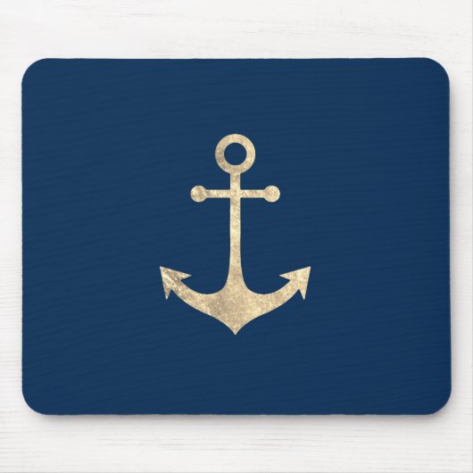 faux Gold nautical anchor on navy blue mouse pad Muismat (Voorkant)